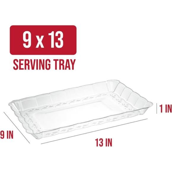 Disposable Plastic Serving Trays Rectangle Party Platters 9x13 Set of 4 - Picture 3 of 7